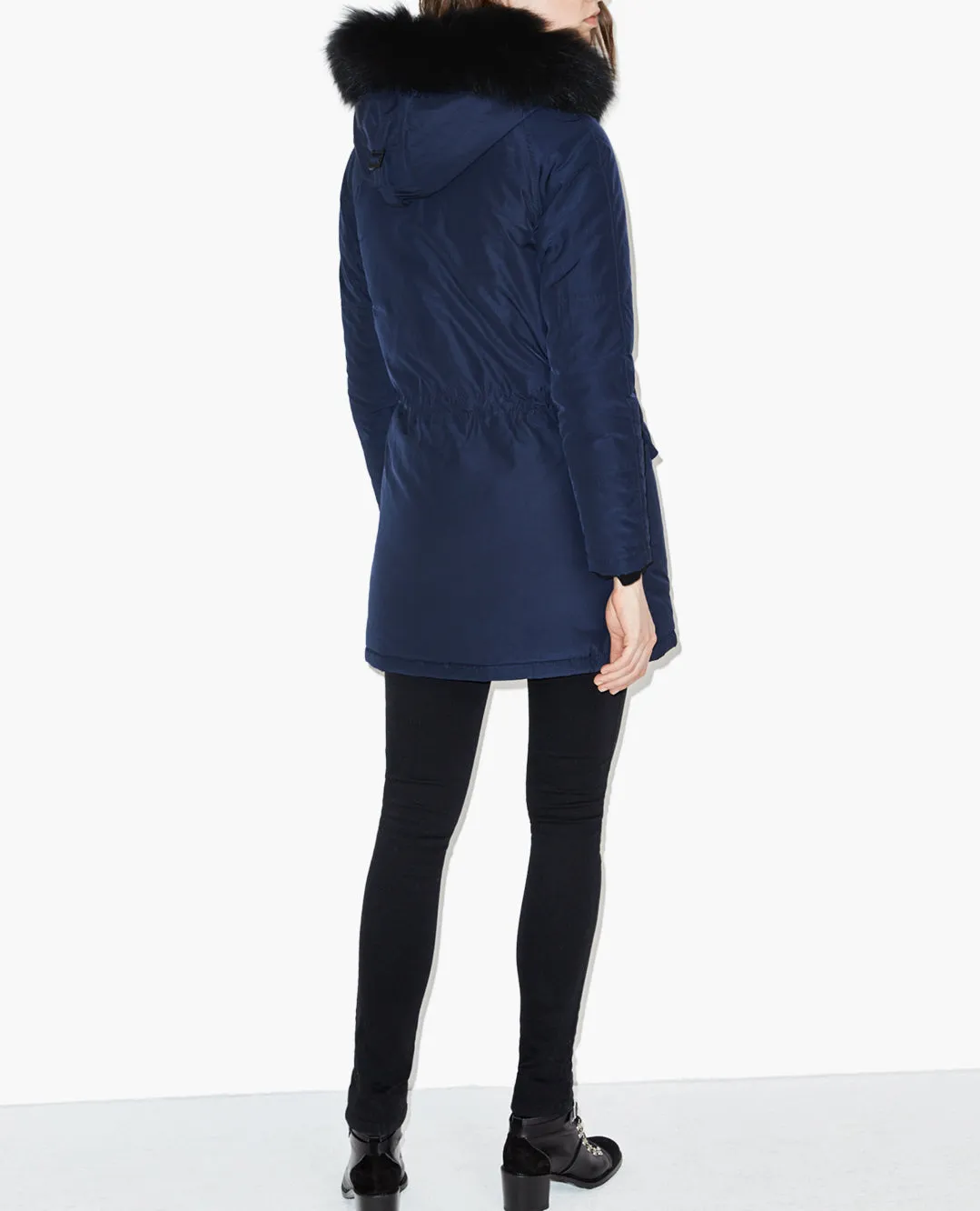 Parka en tissu technique à capuche fourrure