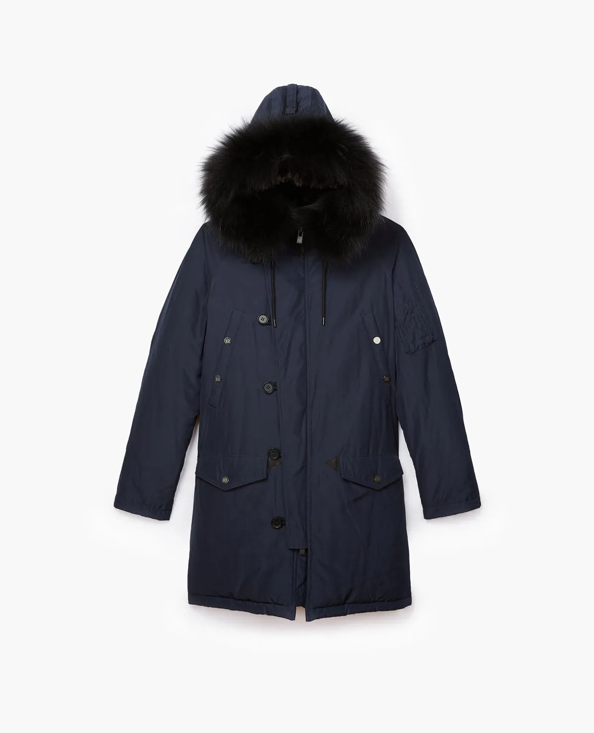 Parka en tissu technique à capuche fourrure