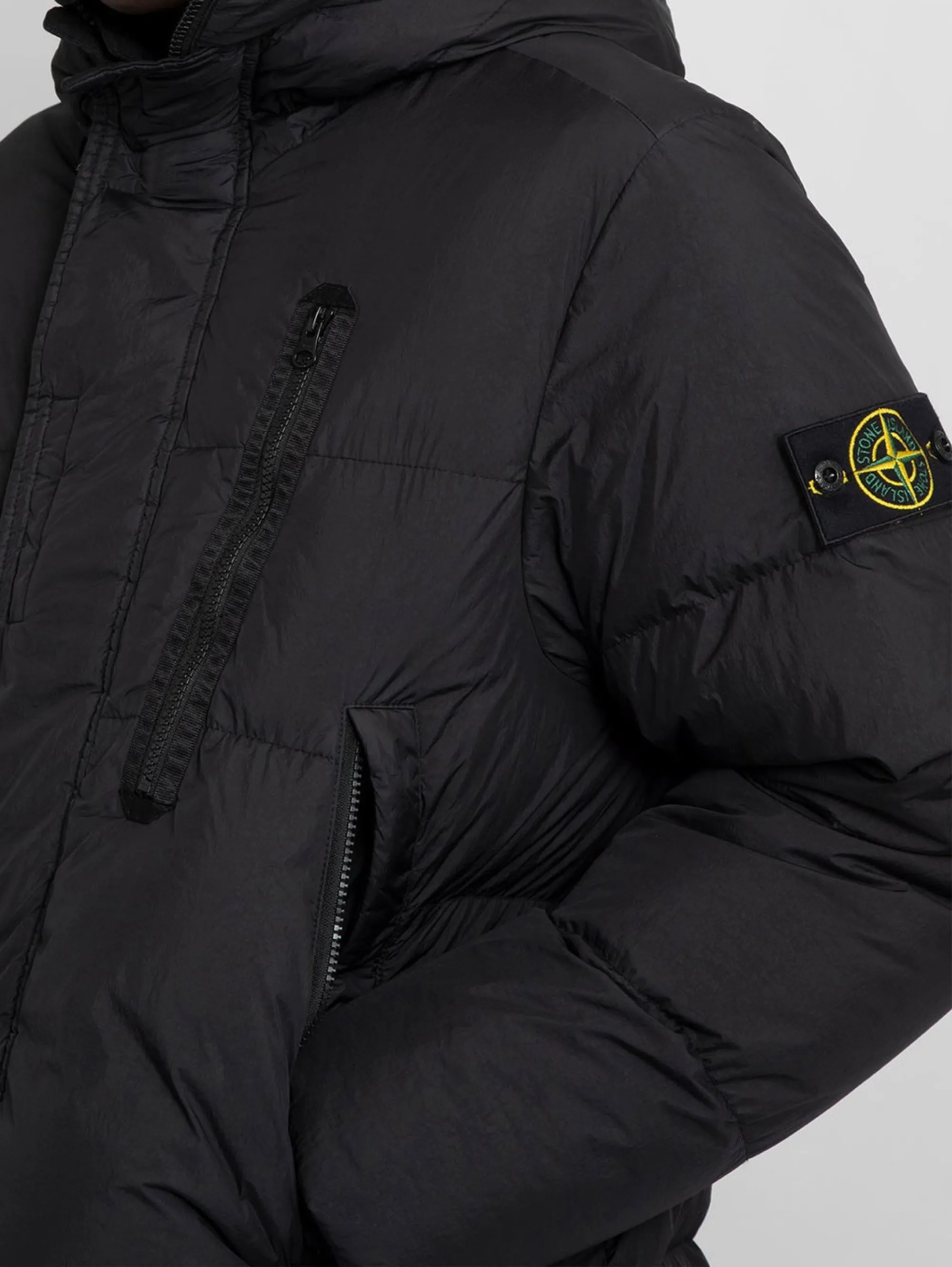Parka Imbottito in Reps di Nylon Nero