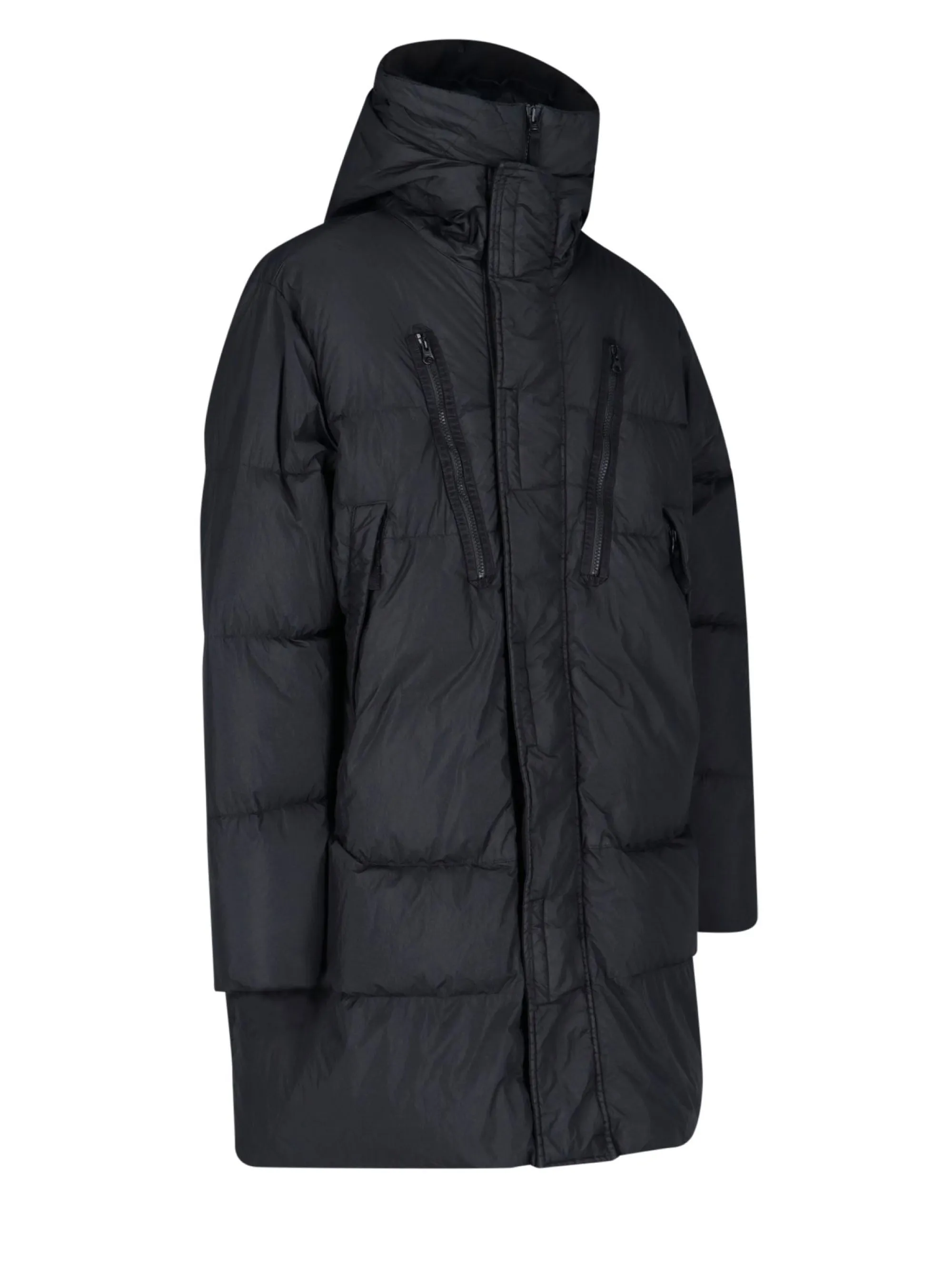 Parka Imbottito in Reps di Nylon Nero