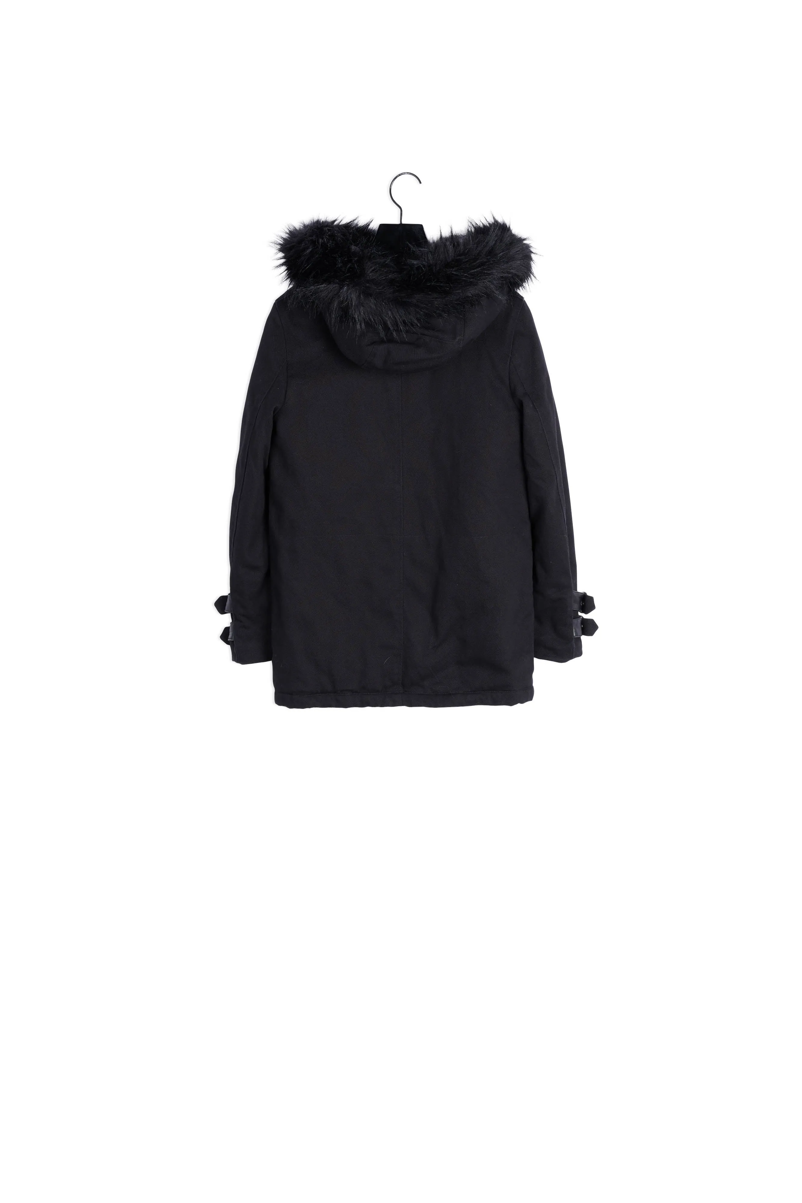 Parka noire capuche fausse fourrure