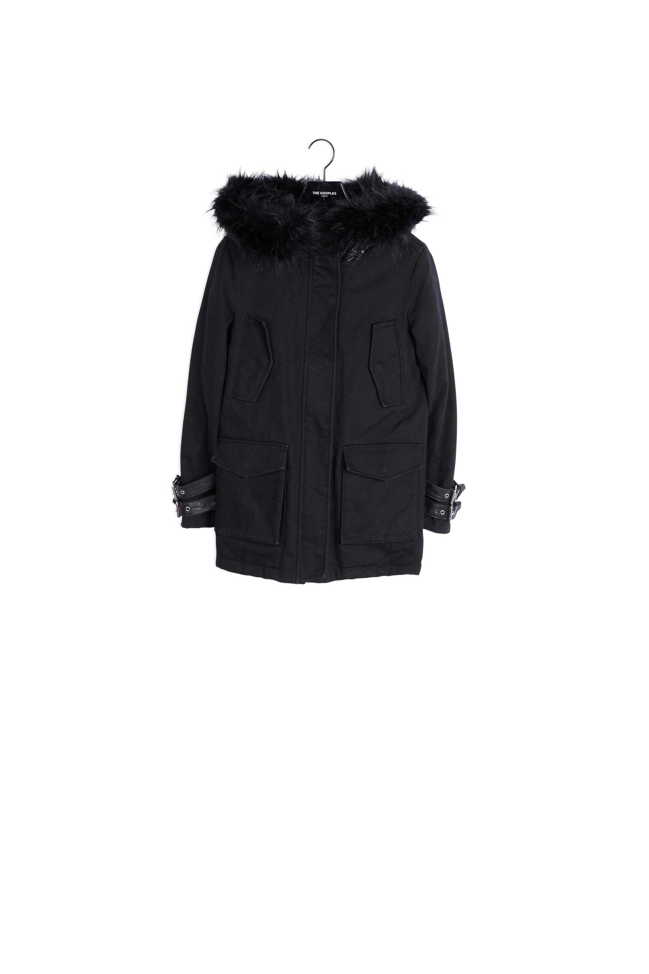 Parka noire capuche fausse fourrure