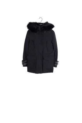 Parka noire capuche fausse fourrure