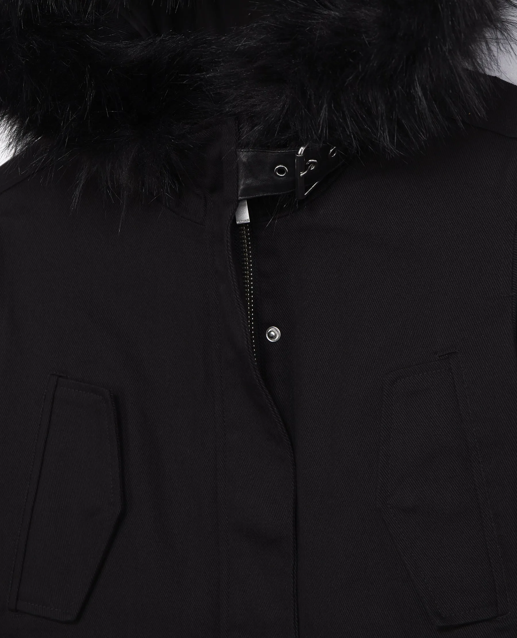 Parka noire capuche fausse fourrure