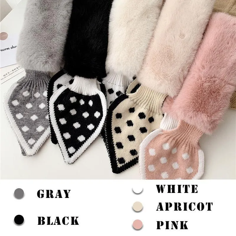 Peach Heart Polka Dot Plush Scarf