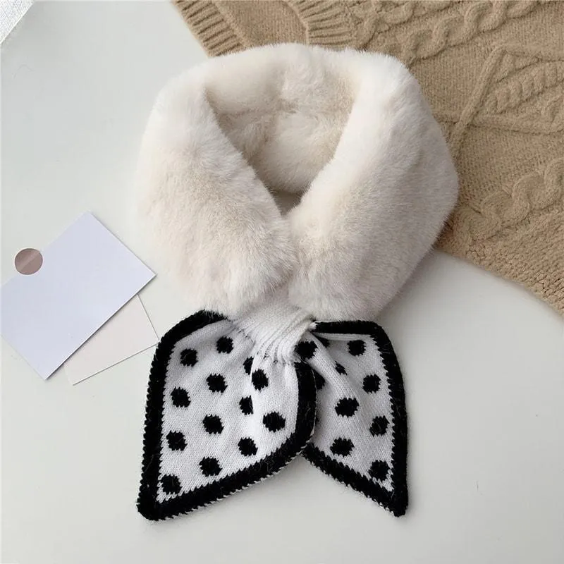Peach Heart Polka Dot Plush Scarf