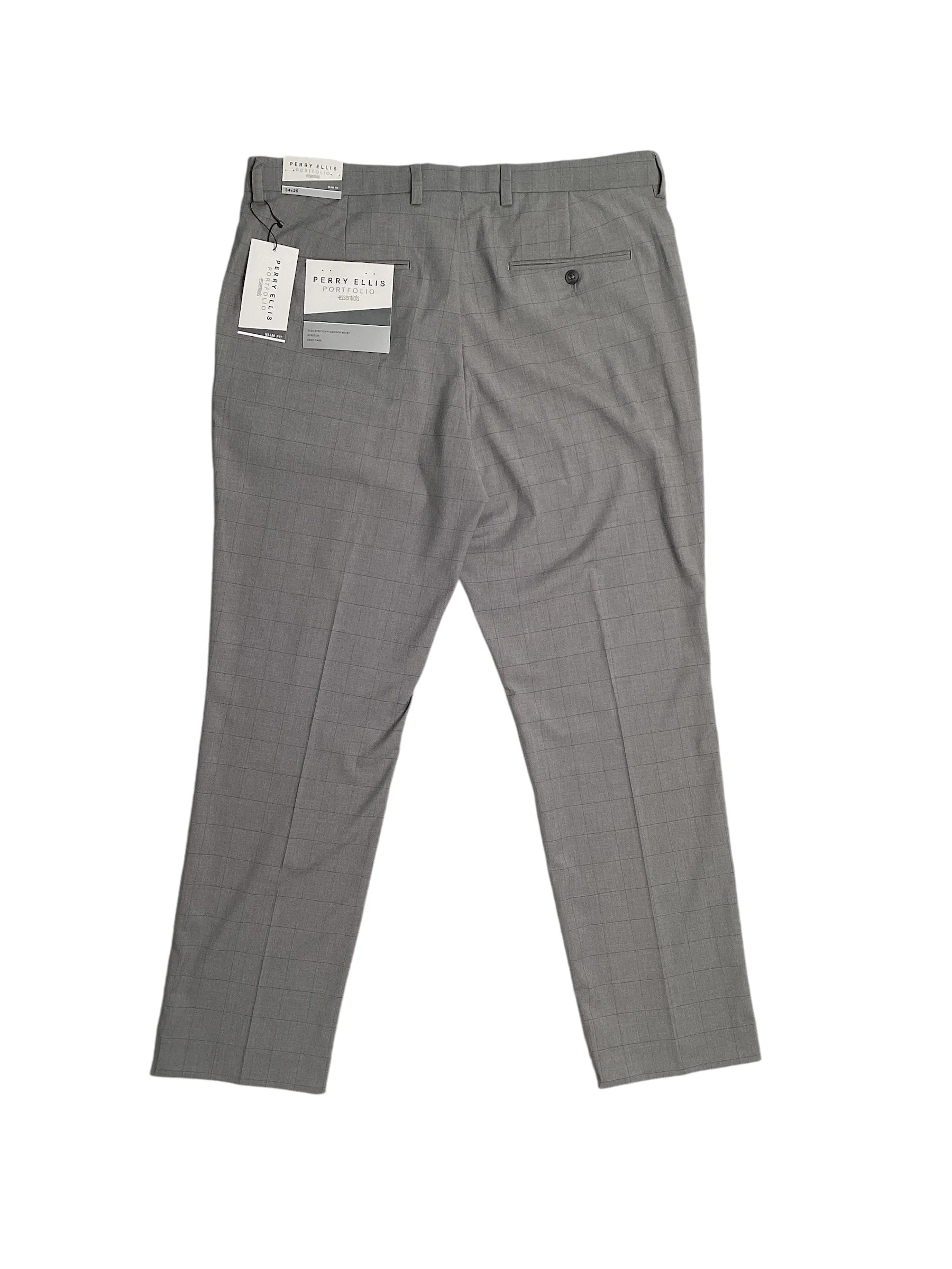 Perry Ellis Portfolio Mens Slim Fit Dress Pants Dark Grey 34 x 29