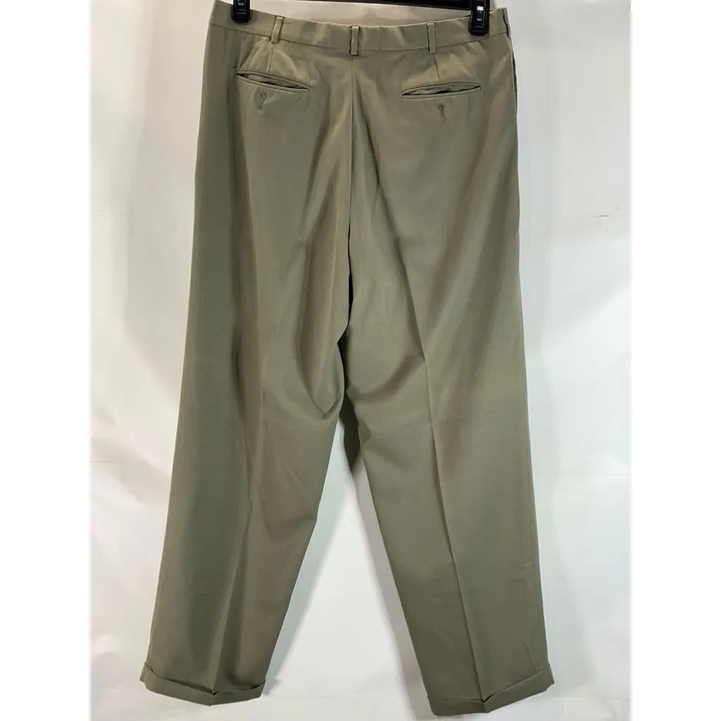PERRY ELLIS PORTFOLIO Men's Tan Pleated-Front Classic-Fit Dress Pants SZ 38X32