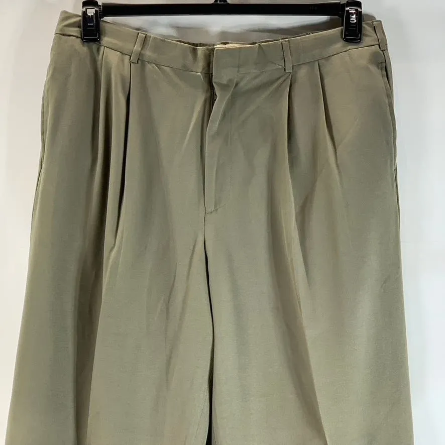 PERRY ELLIS PORTFOLIO Men's Tan Pleated-Front Classic-Fit Dress Pants SZ 38X32