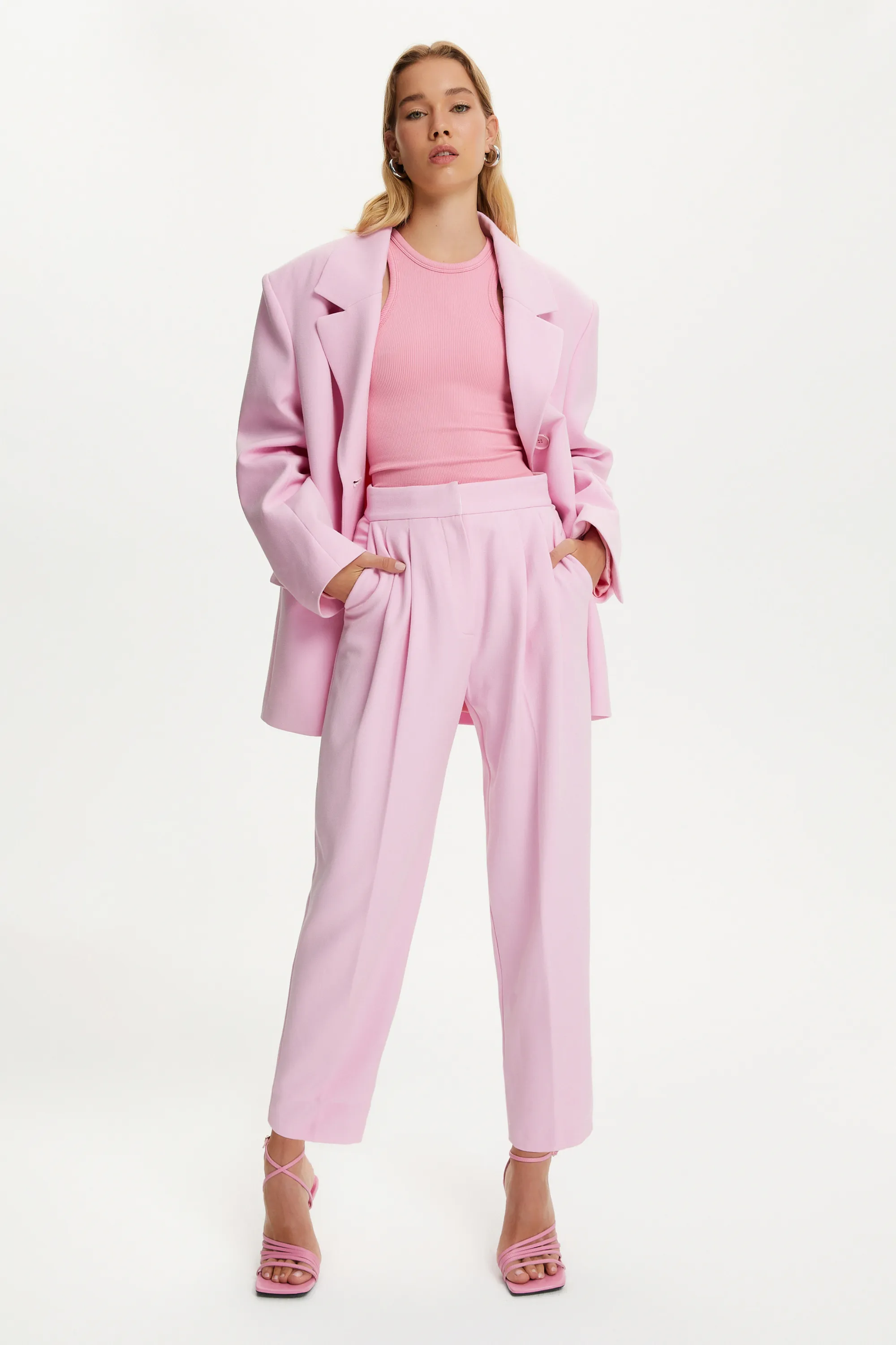 Pink High Waist Carrot Pants