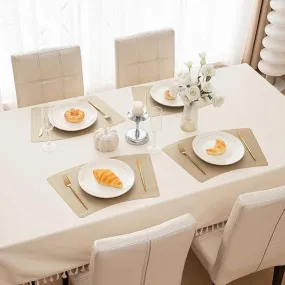 Premium Faux Leather Dining Table Mats, Light Gold