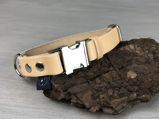 Quick Release Dog Collar in 5 Leather Colors and Custom Hardware