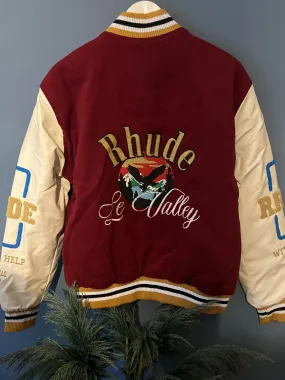 Rhude " Patch-Embroidered " Bomber Jacket styled in Red/Beige for Fall&Winter 2024
