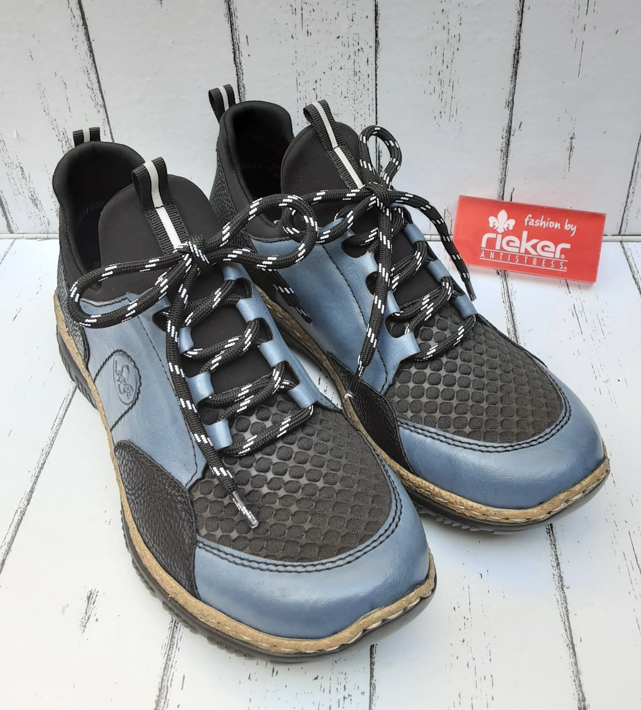 RIEKER - N3253-14 -  SLIP ON TRAINER - Blue Combi