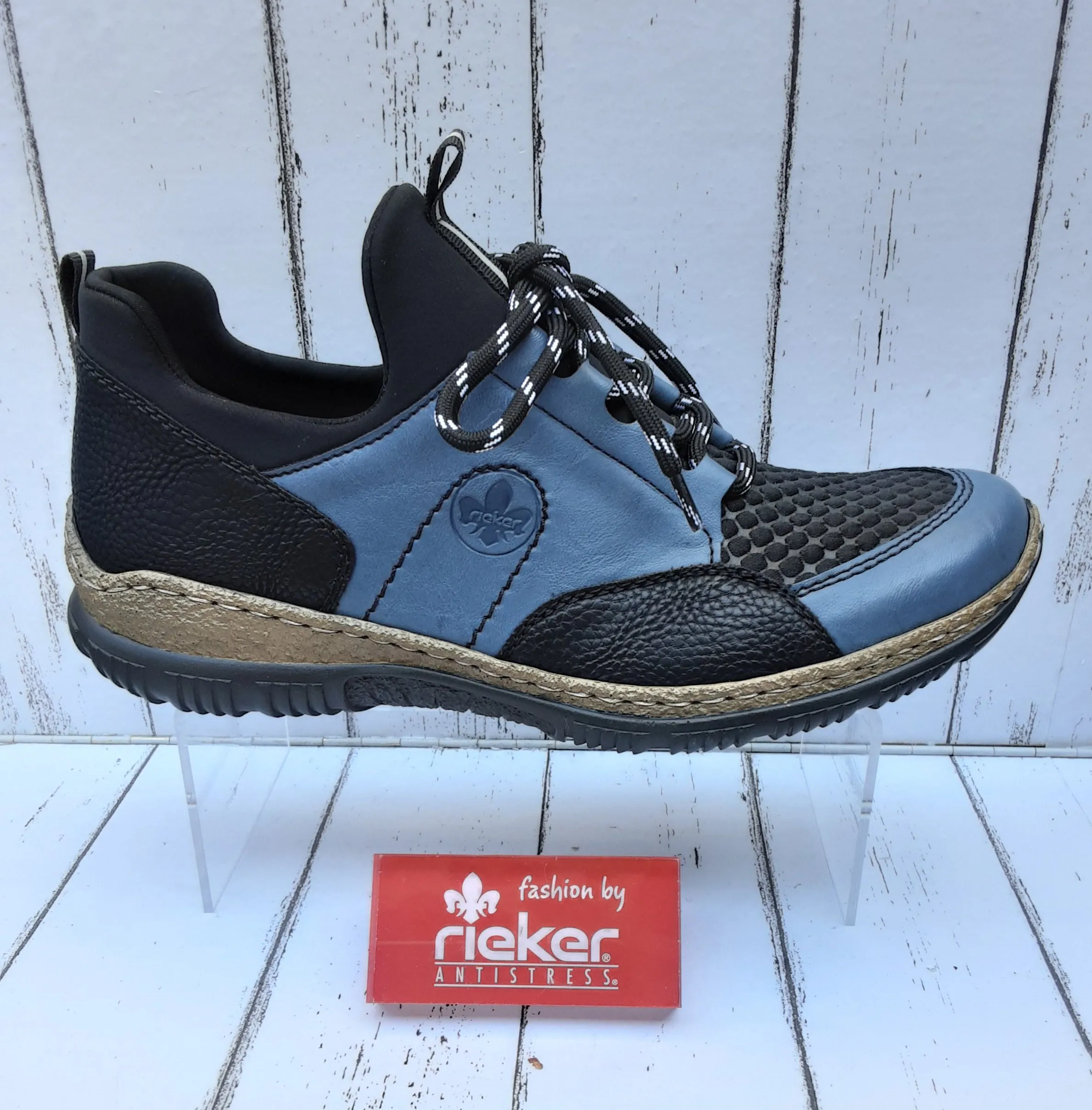 RIEKER - N3253-14 -  SLIP ON TRAINER - Blue Combi