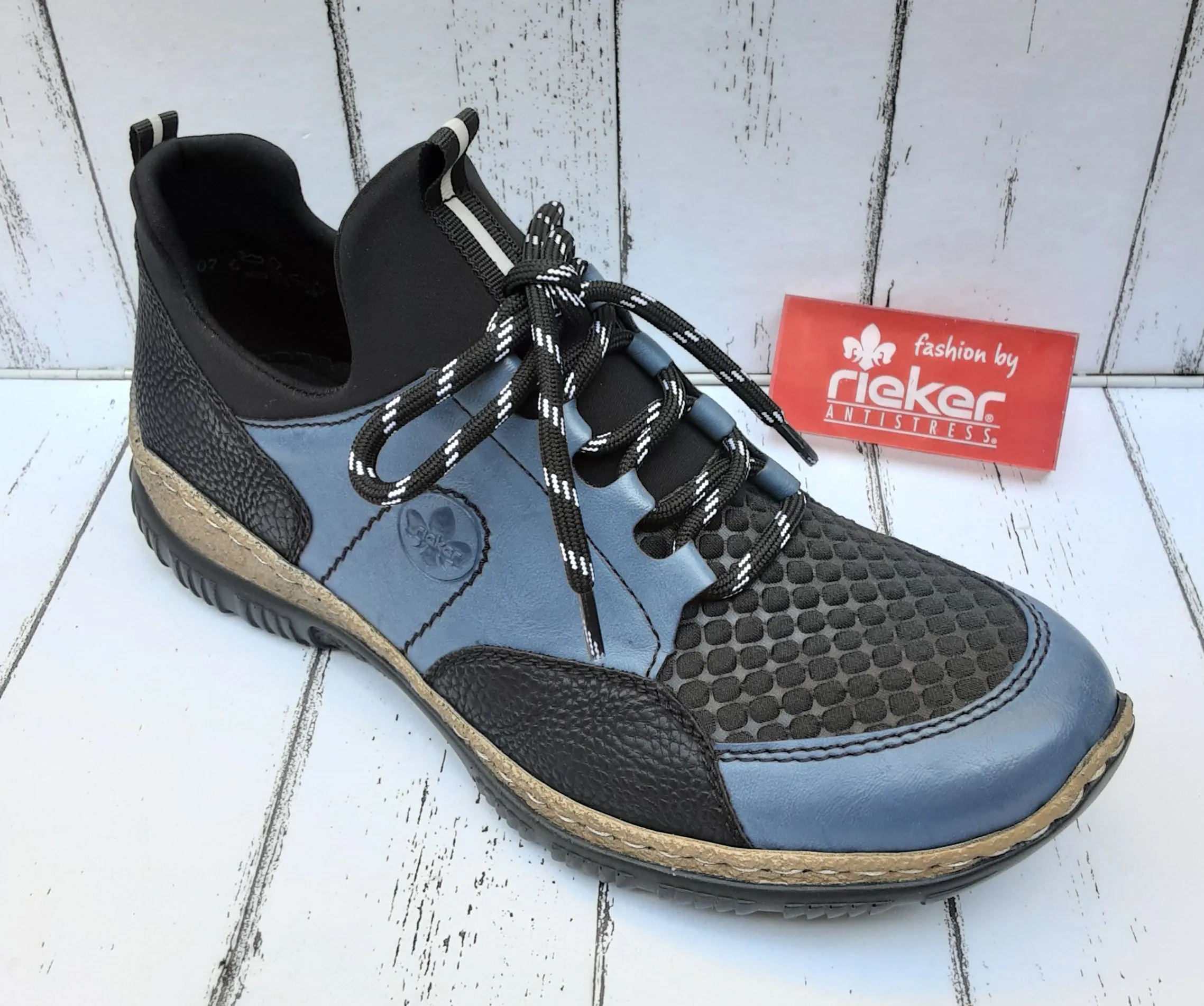 RIEKER - N3253-14 -  SLIP ON TRAINER - Blue Combi