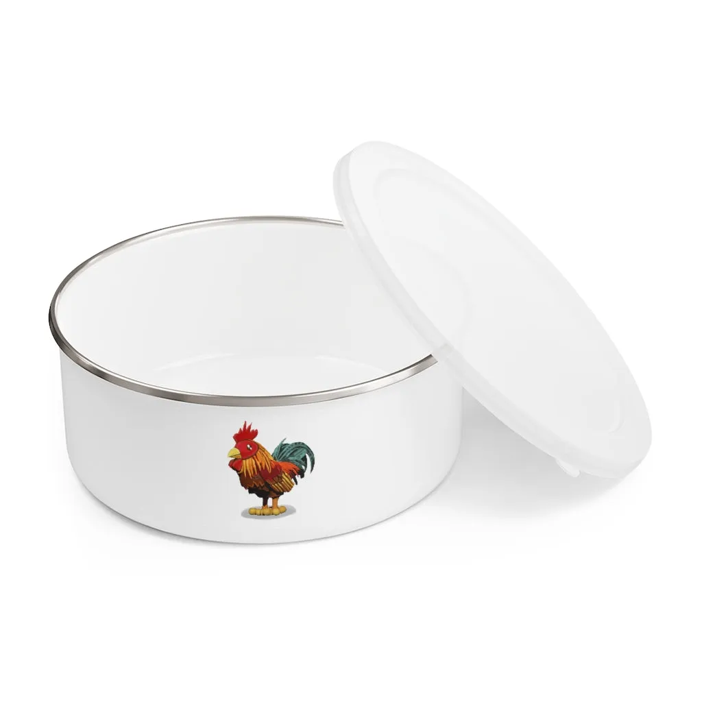 Rooster Enamel Bowl
