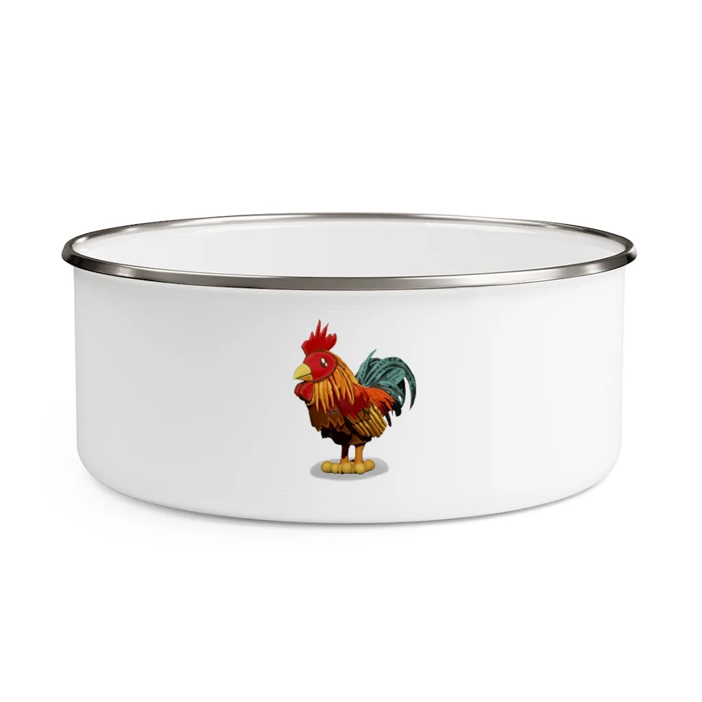 Rooster Enamel Bowl