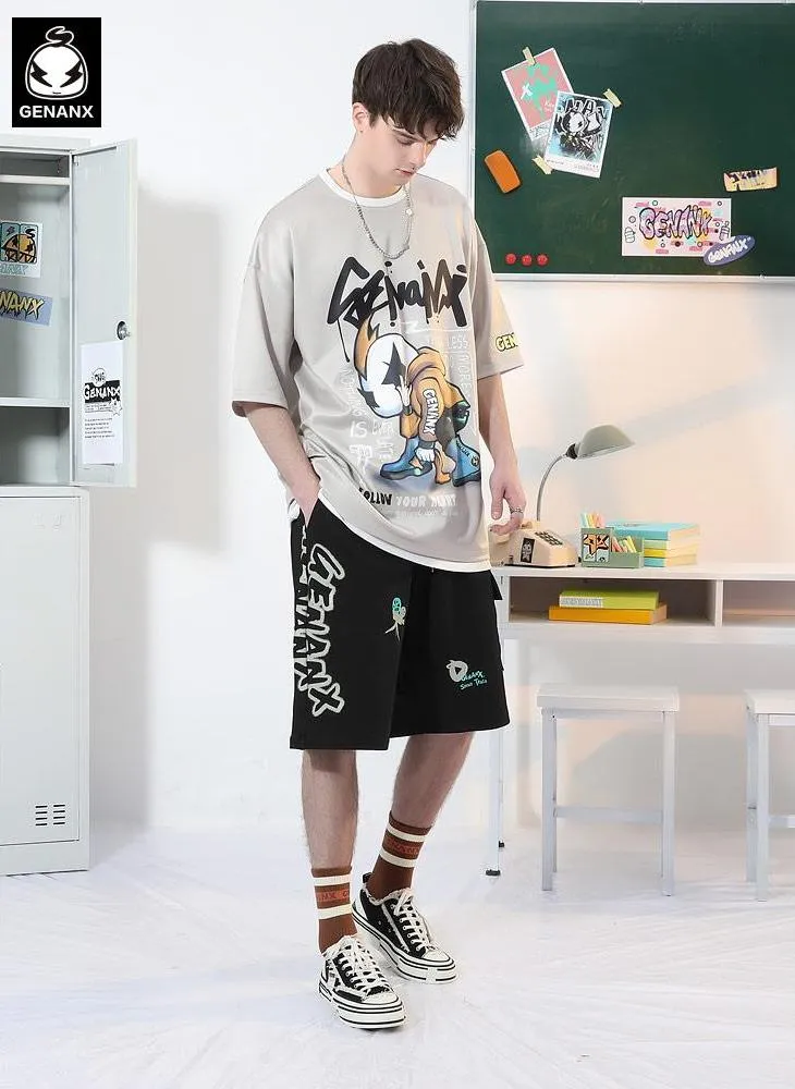 Safari Style Print Pocket Elastic Waist Shorts