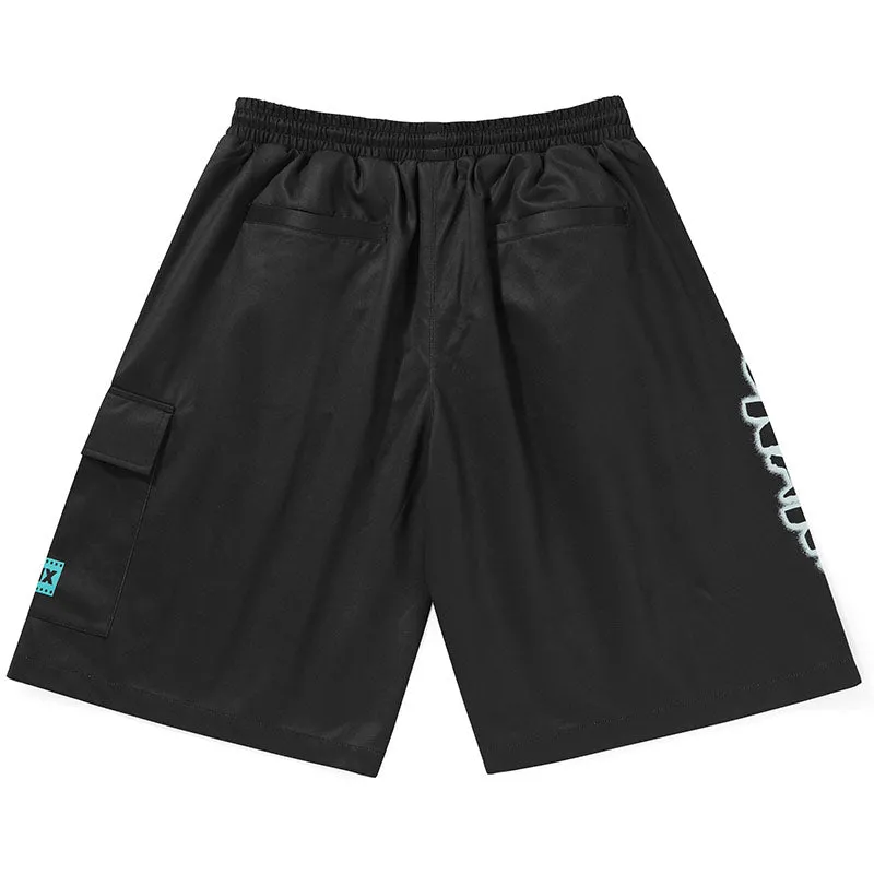 Safari Style Print Pocket Elastic Waist Shorts