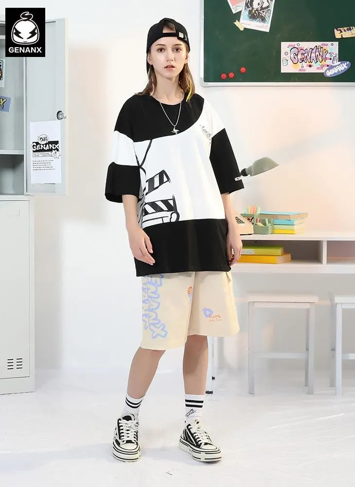 Safari Style Print Pocket Elastic Waist Shorts