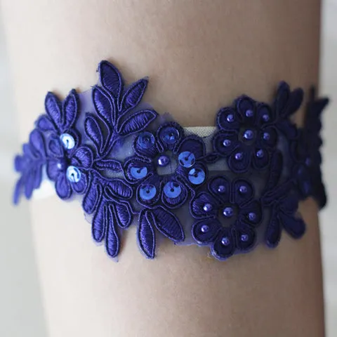 Sapphire Blue Non-Slip Wedding Garter - The Jamie