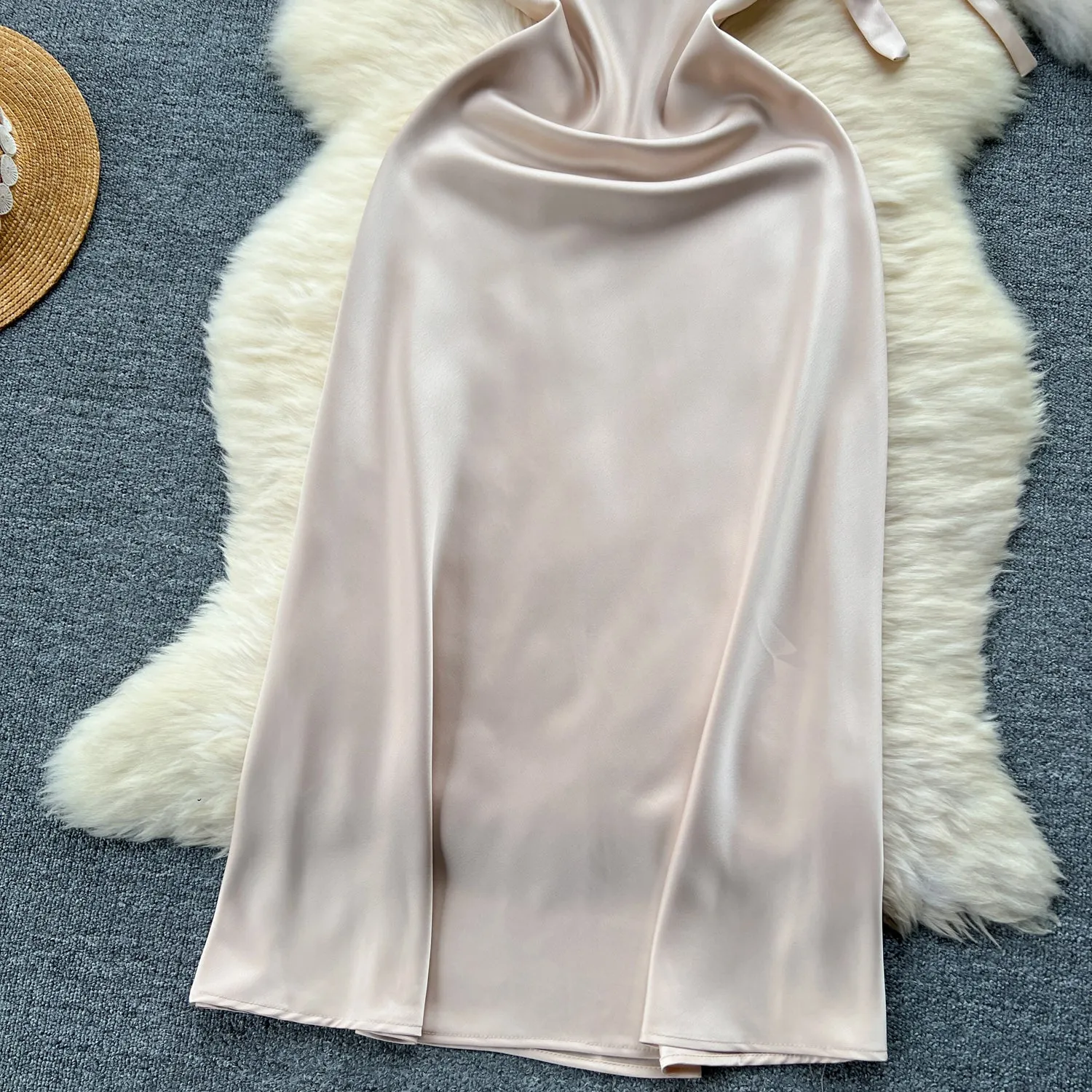 Sequined Patchwork Satin Slip Dress