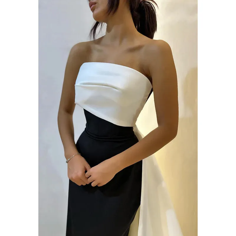 Sheath/Column Chic & Modern Off-Shoulder Sleeveless Formal Prom Dress