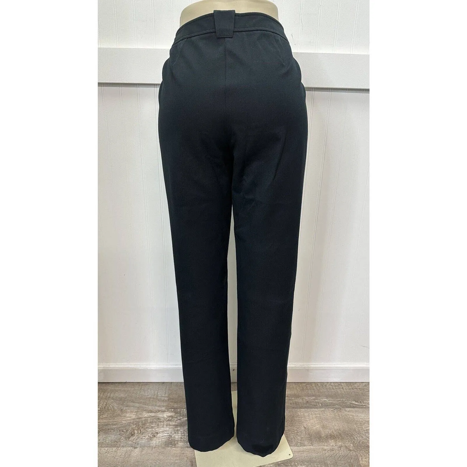 St John Sport Straight Leg Trousers Womens 10 Black Dress Pants Exposed Seams
