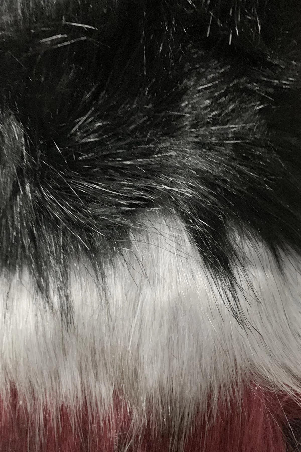 Stripe Long Faux Fur Collar - Black