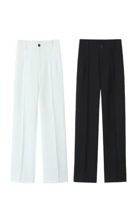 'Summer' Straight-Leg High-Waist Pants (2 Color)