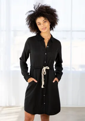 Tencel Button Up Collared Shirt Dress