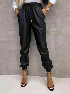 Tied High Waist Pants with Pockets