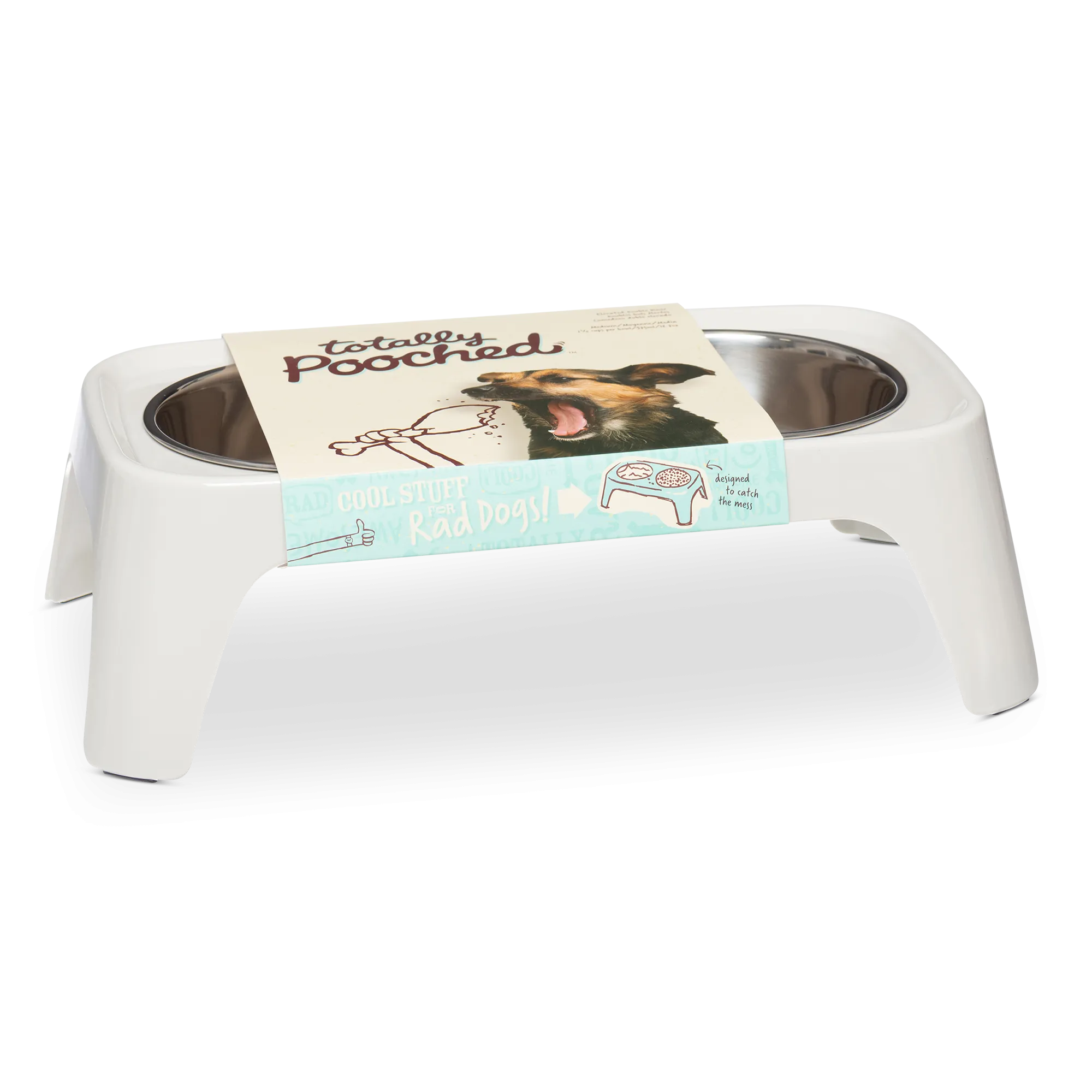 Totally Pooched Melamine Elevated Dog Feeder, Medium, 1.5 Cups Per Bowl, 4.5" High, 5 Colors