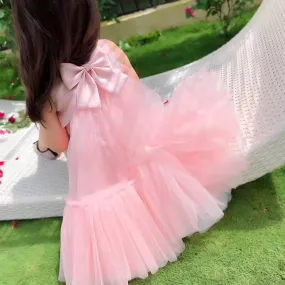 Tulle Flowing Pink Flower Girl Dress