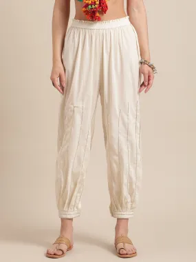 Varanga Off White And Gold Gota Lines Embellished Dhoti Pants