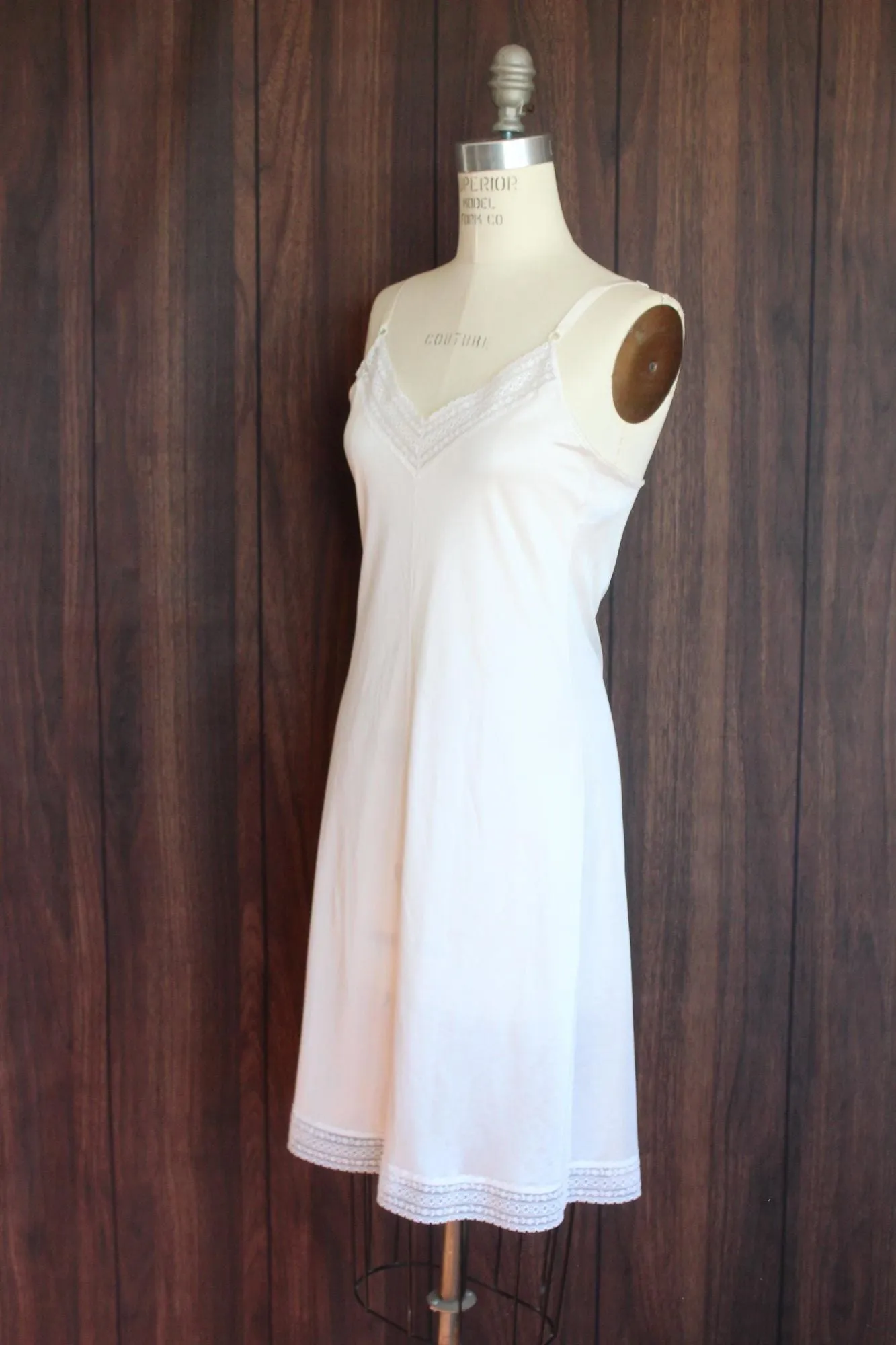 Vintage 1980s White Nylon Full Slip