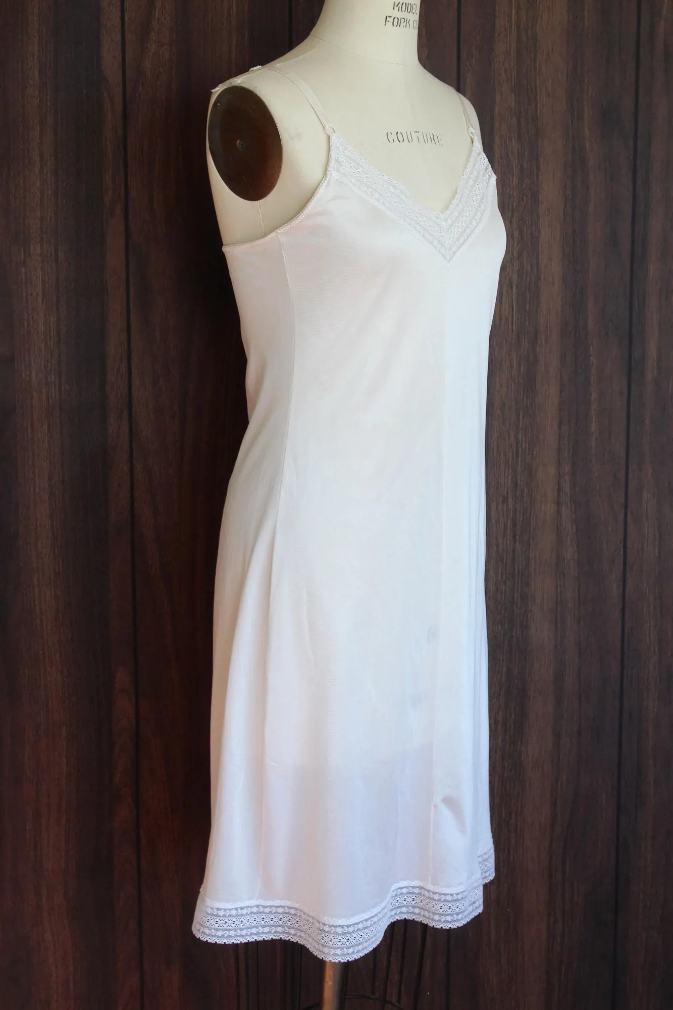 Vintage 1980s White Nylon Full Slip