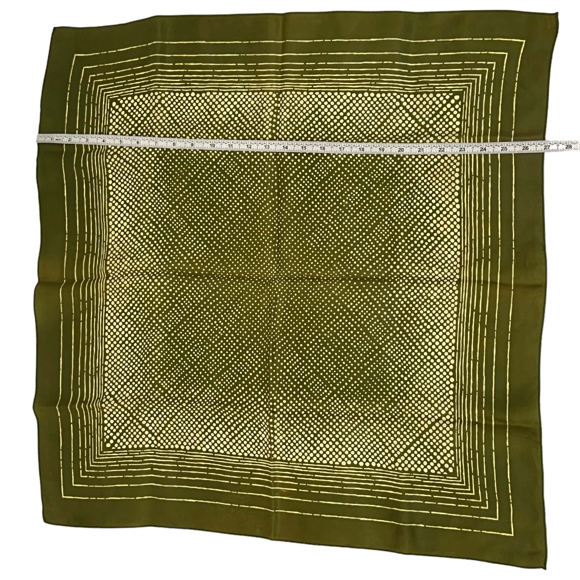 Vintage 60s Polka Dot Square Green Scarf 27"