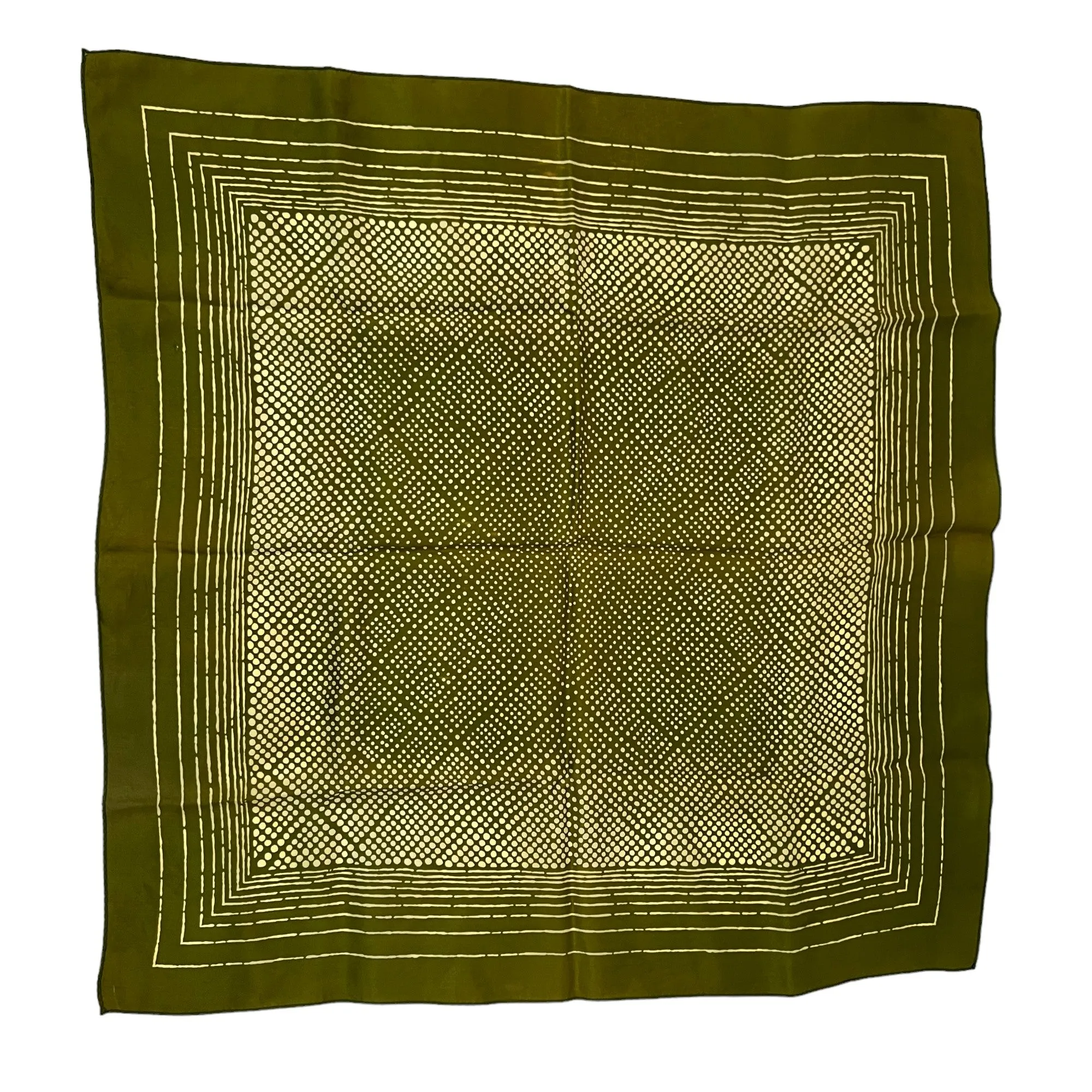 Vintage 60s Polka Dot Square Green Scarf 27"