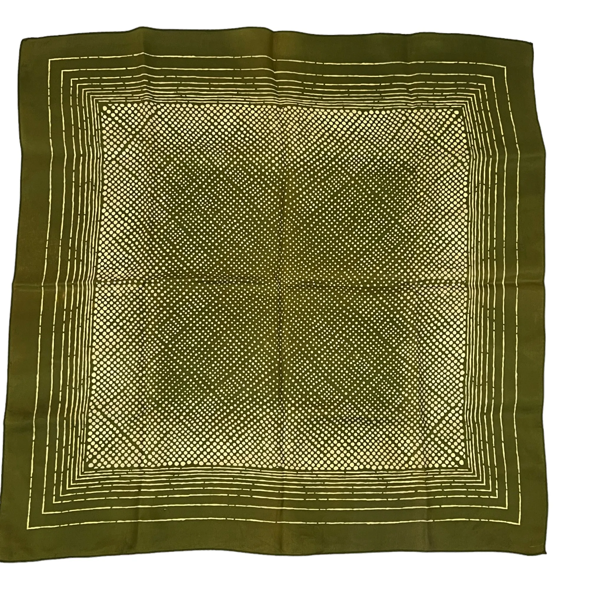 Vintage 60s Polka Dot Square Green Scarf 27"