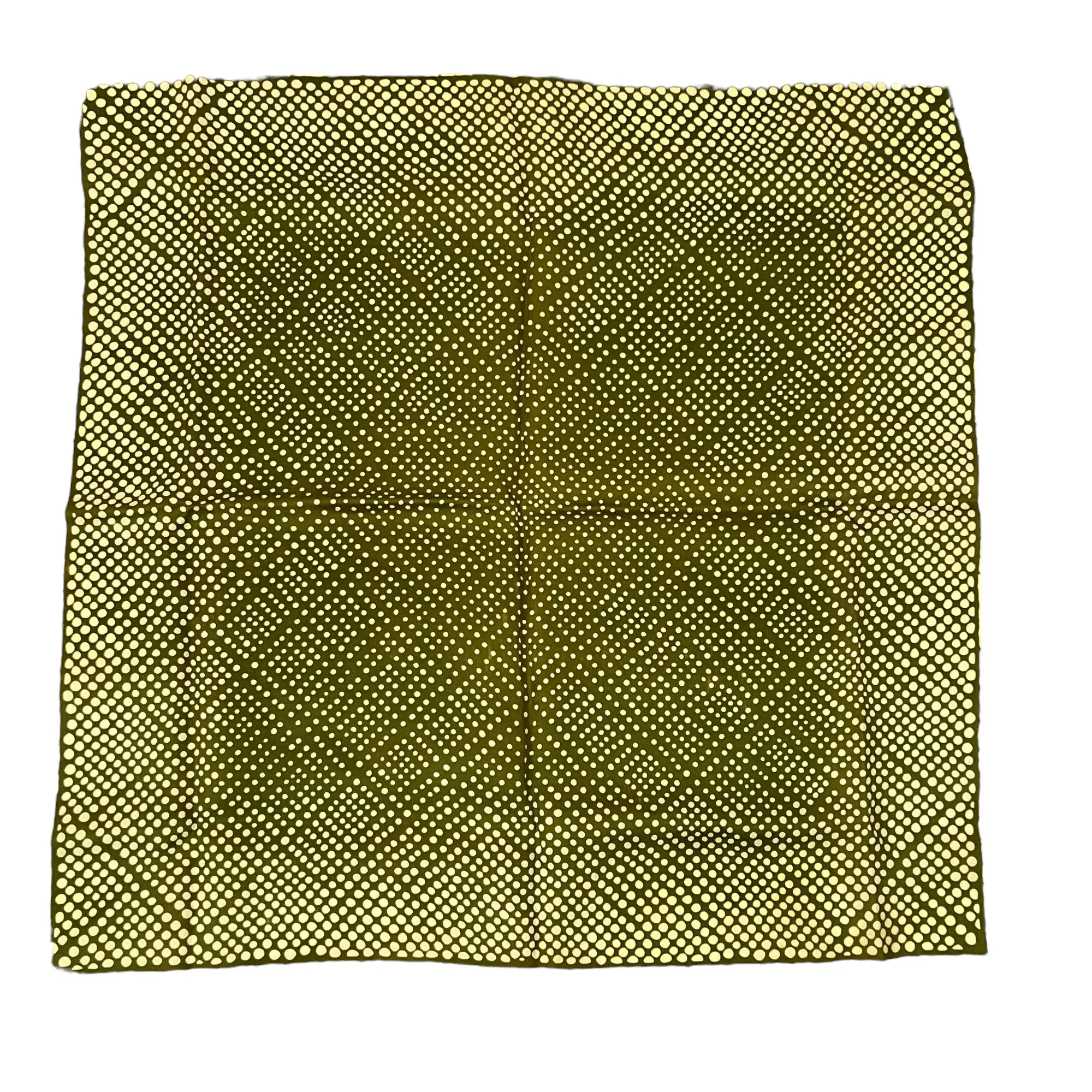 Vintage 60s Polka Dot Square Green Scarf 27"