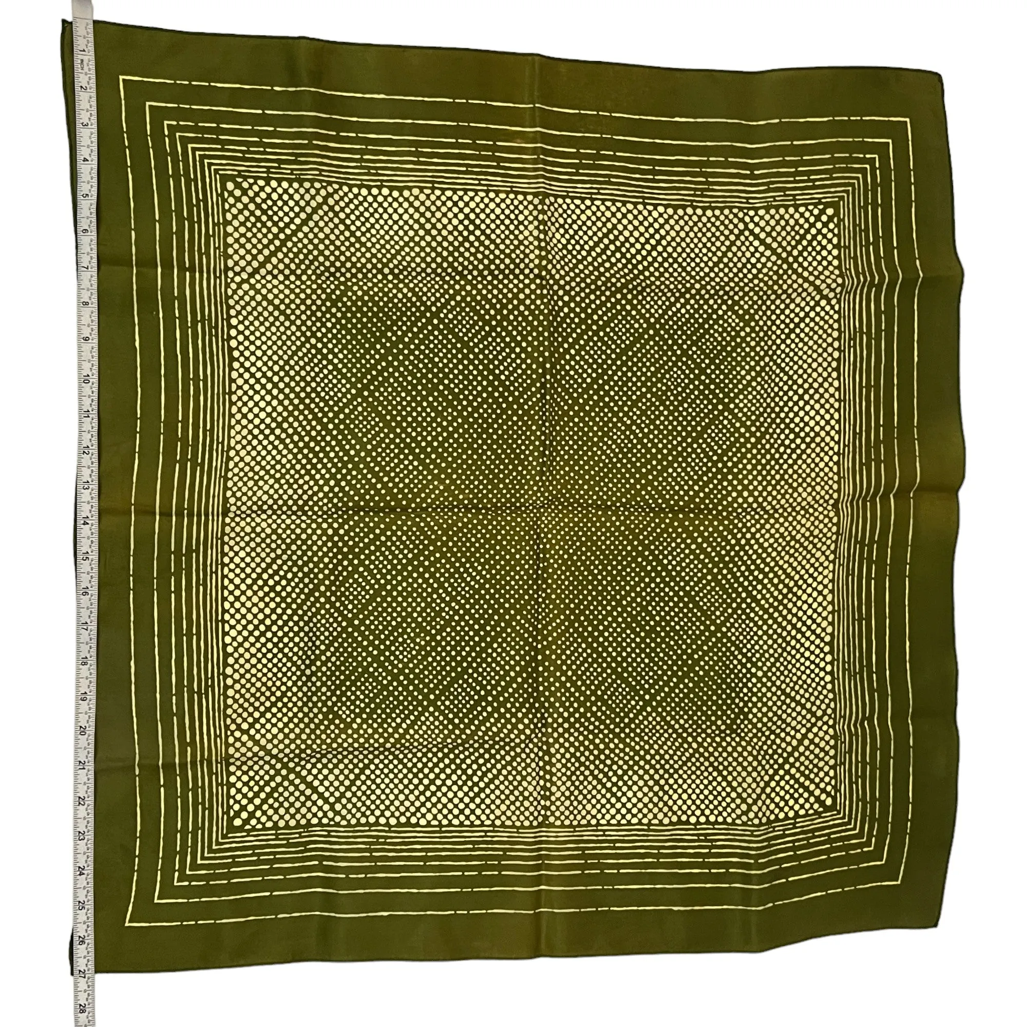 Vintage 60s Polka Dot Square Green Scarf 27"
