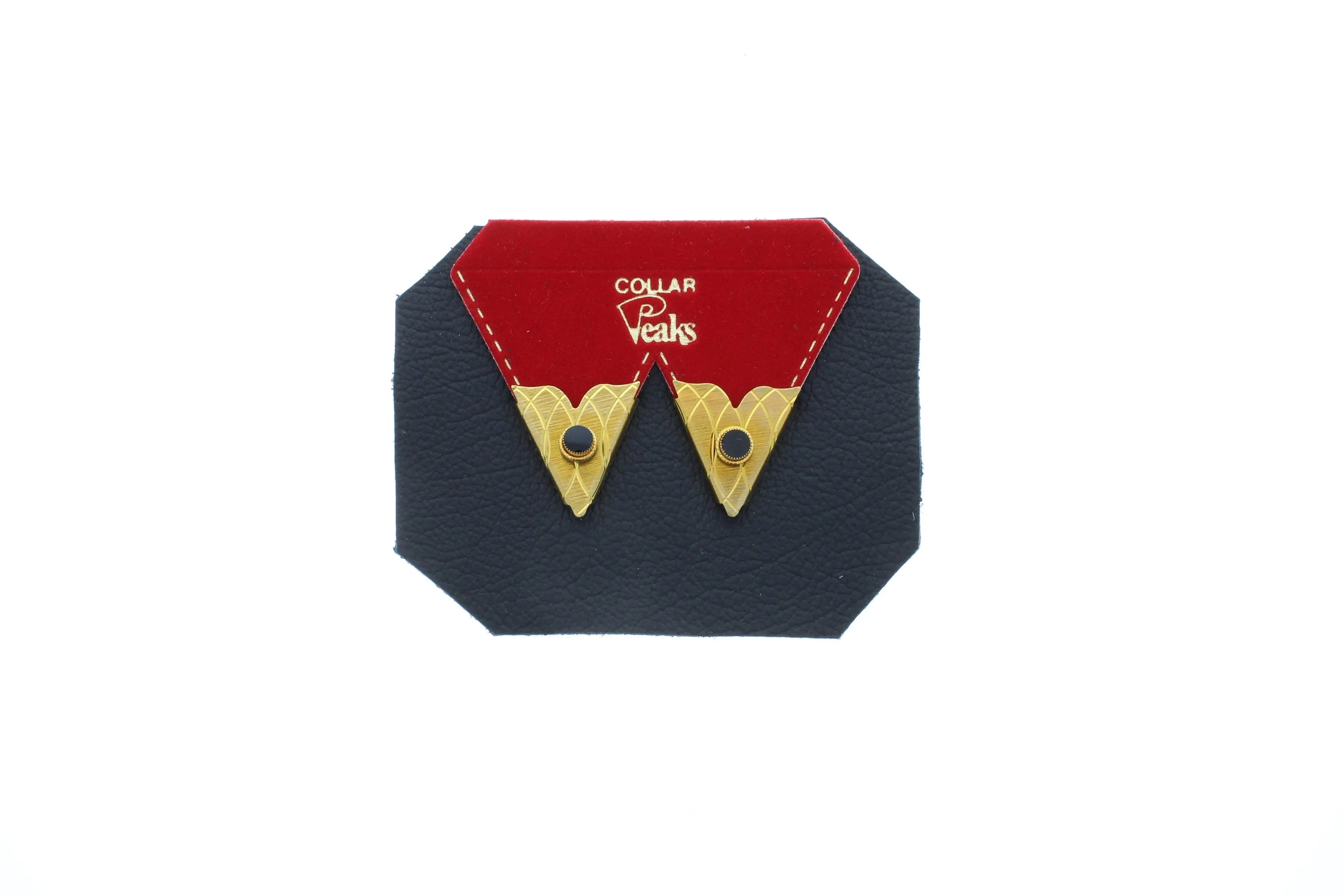 Vintage Collar Tips, 25mm long x 18mm, gold plated, with black  bead, sold by pair