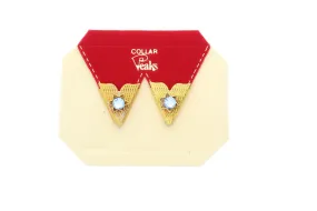 Vintage Collar Tips, 25mm x 18mm, gold plated,  sold by pair  2625G/Crystal light blue
