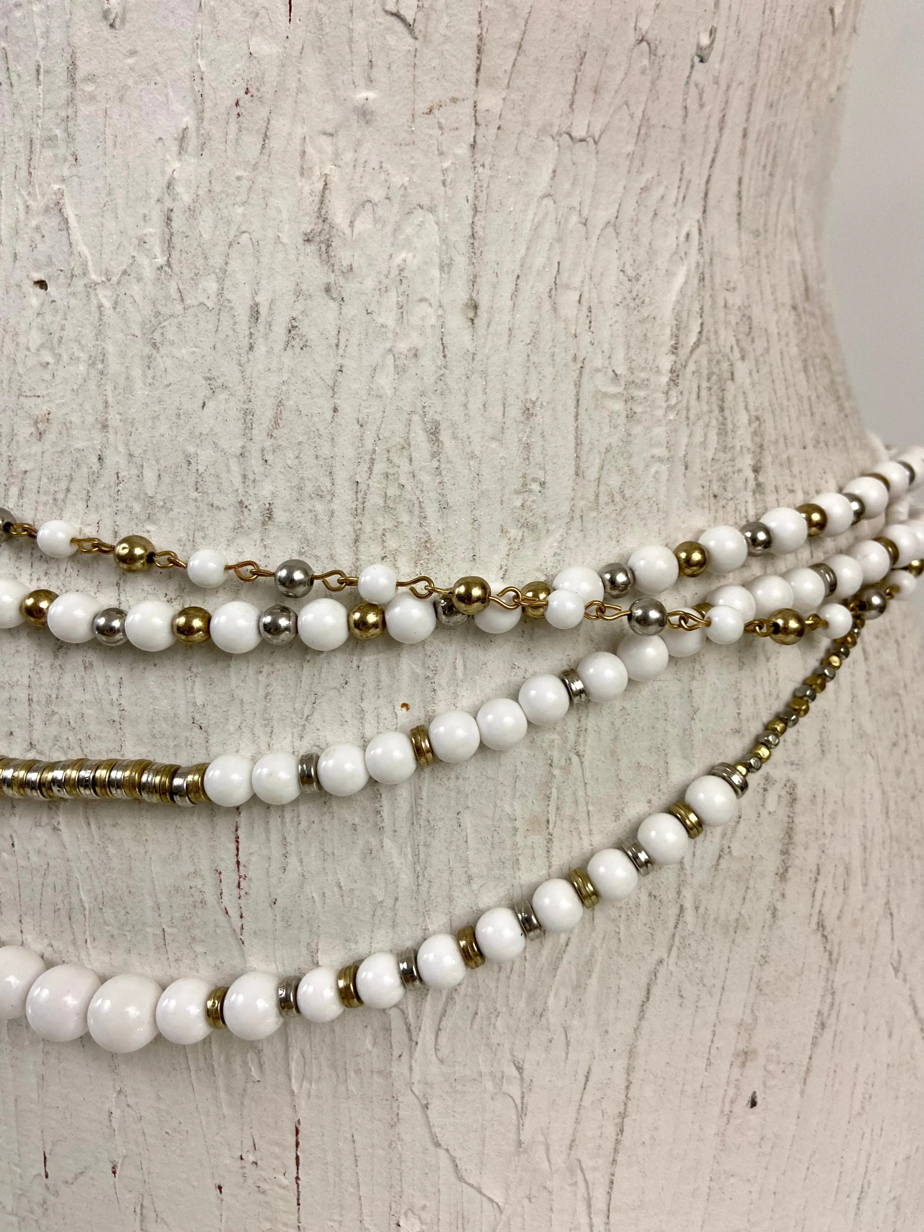 White and Gold Layered Belt