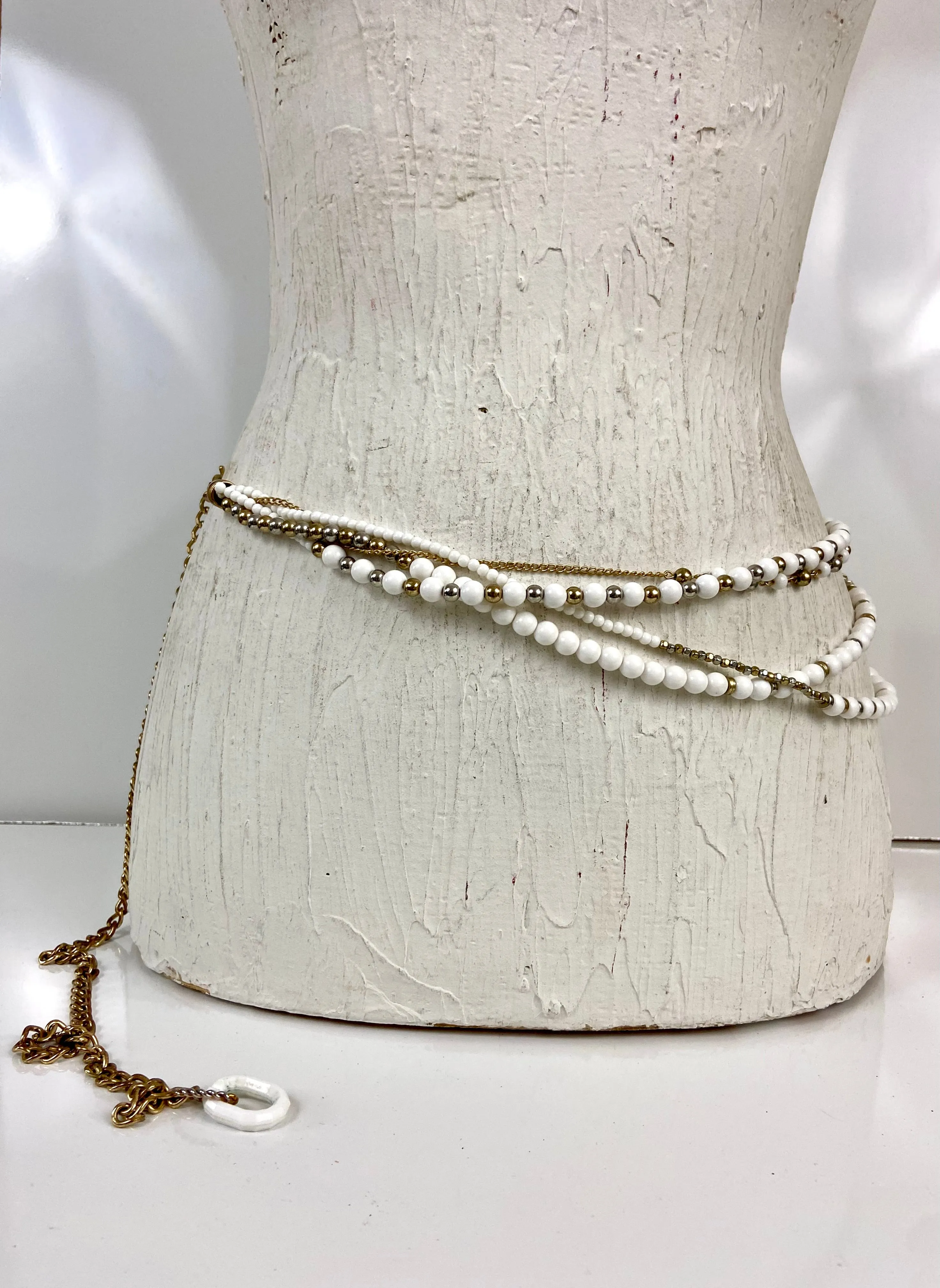 White and Gold Layered Belt