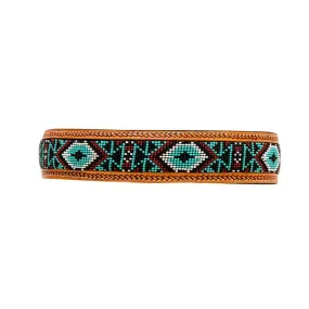 Whizter Hand-Tooled Dog Collar With Unique Beadwork For Small And Large Dogs