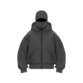 Windproof Outdoor Jacket With Adjustable Balaclava And Zippered Pockets