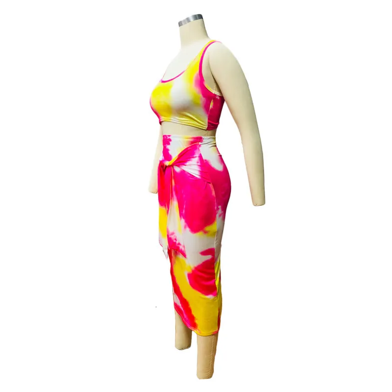 Women's Summer Casual Cotton Two-Piece Dress With Print